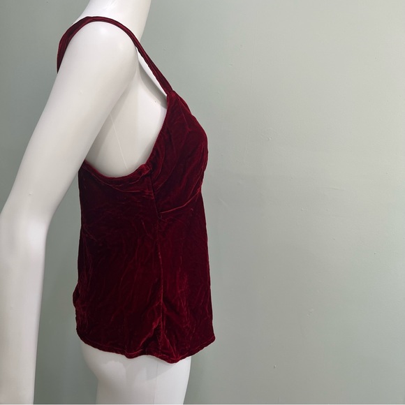 CP SHADES Velvet Tank Top S Red Ruby Jewel Tone Washable - Picture 4 of 8